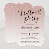 Chic Script Roze Glitter Ombre Kerstfeest Uitnodig Kaart (Voorkant / Achterkant)