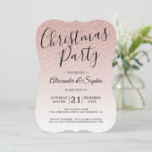 Chic Script Roze Glitter Ombre Kerstfeest Uitnodig Kaart (Staand voorkant)