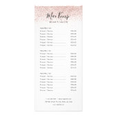 Chic Script Roze Goud Glitter Salon Service Menu (Voorkant)