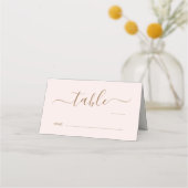 Chic Script Roze Gouden Huwelijk Tafelnummer Plaatskaartje (Voorkant)