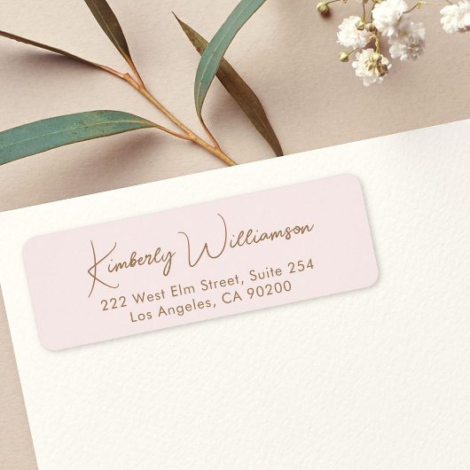 Chic Script Roze Gouden Retouradres Etiket