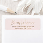 Chic Script Roze Gouden Retouradres Etiket (Insitu)