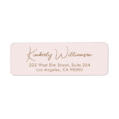 Chic Script Roze Gouden Retouradres Etiket (Voorkant)