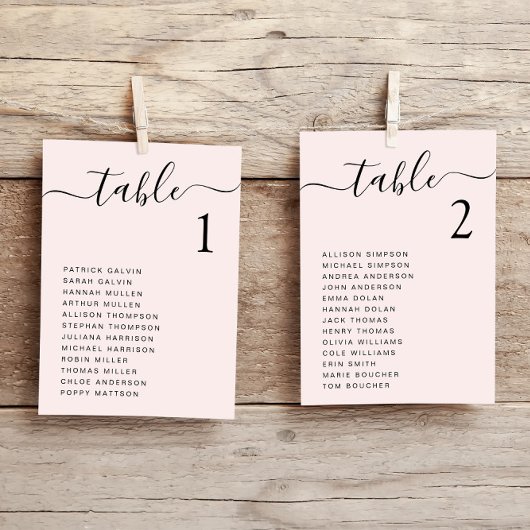 Chic Script Roze Trouwstoelindelingkaart Kaart