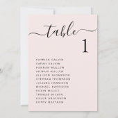 Chic Script Roze Trouwstoelindelingkaart Kaart (Achterkant)