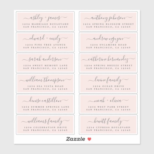Chic Script Roze Weddenschap Adresetiketten Sticker (Vel)