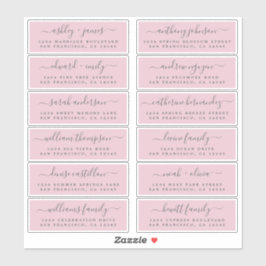 Chic Script Roze Weddenschap Adresetiketten Sticker