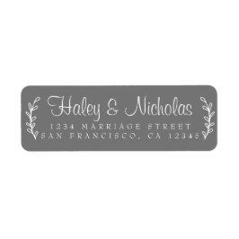 Chic Script Rustic Foliage Wedding Return Address Etiket