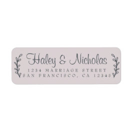 Chic Script Rustic Foliage Wedding Return Address Etiket
