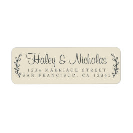 Chic Script Rustic Foliage Wedding Return Address Etiket