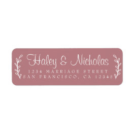 Chic Script Rustic Foliage Wedding Return Address Etiket