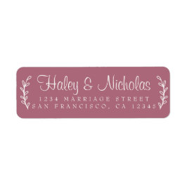 Chic Script Rustic Foliage Wedding Return Address Etiket