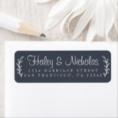 Chic Script Rustic Foliage Wedding Return Address Etiket (Insitu)