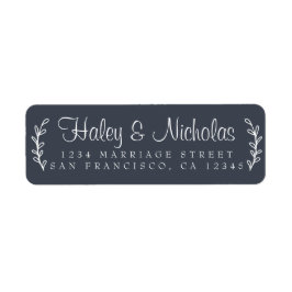 Chic Script Rustic Foliage Wedding Return Address Etiket
