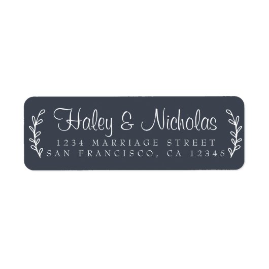 Chic Script Rustic Foliage Wedding Return Address Etiket (Voorkant)