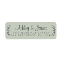 Chic Script Rustic Foliage Wedding Return Address