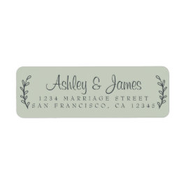 Chic Script Rustic Foliage Wedding Return Address Etiket