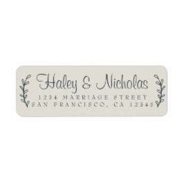 Chic Script Rustic Foliage Wedding Return Address Etiket