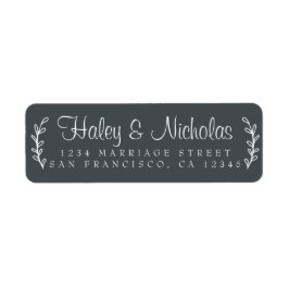 Chic Script Rustic Foliage Wedding Return Address Etiket