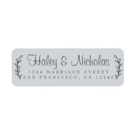 Chic Script Rustic Foliage Wedding Return Address Etiket