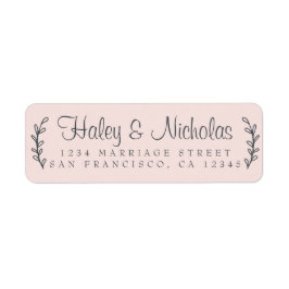 Chic Script Rustic Foliage Wedding Return Address Etiket