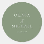 Chic Script Sage Green Minimalist Wedding Ronde Sticker (Voorkant)