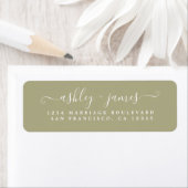 Chic Script Sage Green Wedding Return-adres Etiket (Insitu)