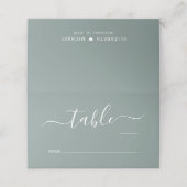 Chic Script Sage Groene Tafelnummer Bruiloft Plaatskaartje (Buitenkant ongevouwen)