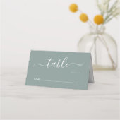 Chic Script Sage Groene Tafelnummer Bruiloft Plaatskaartje (Voorkant)