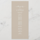 Chic Script Shiitake Gray Simple Minimal Wedding Programmakaart (Achterkant)