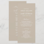 Chic Script Shiitake Gray Simple Minimal Wedding Programmakaart (Voorkant / Achterkant)