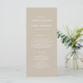 Chic Script Shiitake Gray Simple Minimal Wedding Programmakaart (Staand voorkant)
