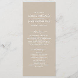 Chic Script Shiitake Gray Simple Minimal Wedding Programmakaart