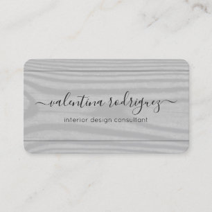 Chic Script Signature Black and Grey Faux Wood Visitekaartje