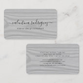 Chic Script Signature Black and Grey Faux Wood Visitekaartje (Voorkant / Achterkant)