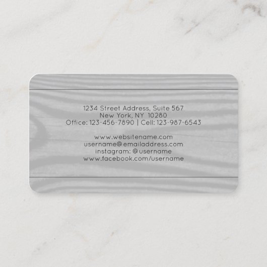 Chic Script Signature Black and Grey Faux Wood Visitekaartje (Achterkant)