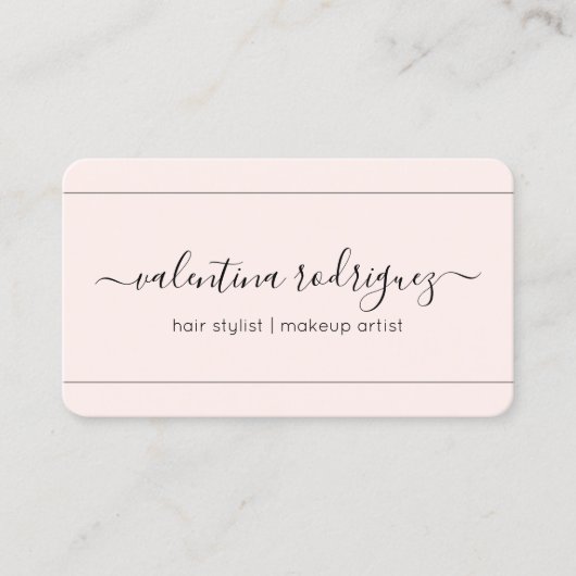 Chic Script Signature Blush Pink and Black Modern Visitekaartje (Voorkant)