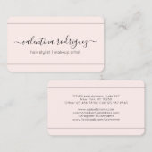 Chic Script Signature Blush Pink and Black Modern Visitekaartje (Voorkant / Achterkant)
