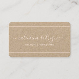 Chic Script Signature Blush Pink & Kraft Elegant Visitekaartje