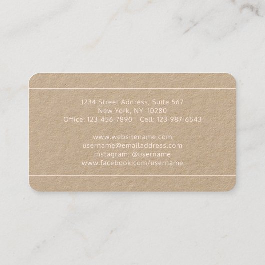 Chic Script Signature Blush Pink & Kraft Elegant Visitekaartje (Achterkant)