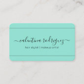 Chic Script Signature Modern minimalist Blauwgroen Visitekaartje (Voorkant)