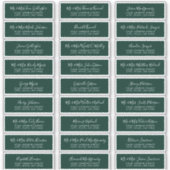 Chic Script Smaragdgroene Gastadreslabels Sticker (Voorkant)