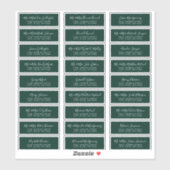 Chic Script Smaragdgroene Gastadreslabels Sticker (Vel)