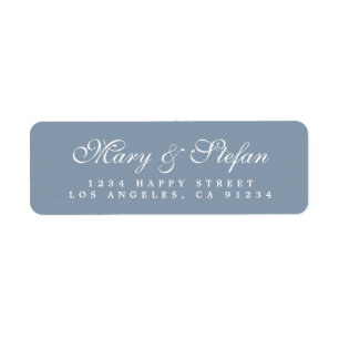 Chic Script Stofblauw Trouw Retouradres Etiket