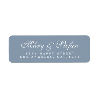 Chic Script Stofblauw Trouw Retouradres Etiket