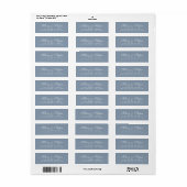 Chic Script Stofblauw Trouw Retouradres Etiket (Full Sheet)