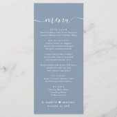 Chic Script Stofblauwe Huwelijk Menu (Voorkant)
