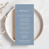 Chic Script Stofblauwe Huwelijk Menu