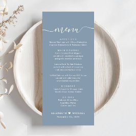 Chic Script Stofblauwe Huwelijk Menu