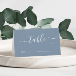 Chic Script Stofblauwe Tafelnummer Huwelijk Plaatskaartje